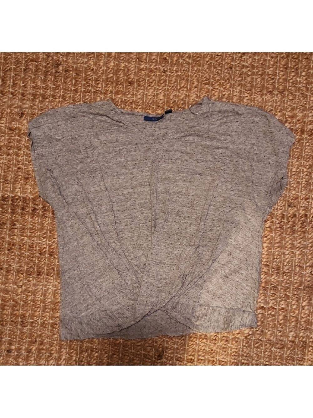 Apt. 9 Gray Relaxed Cap Sleeve Tee Twist Front XL Cropped Casual